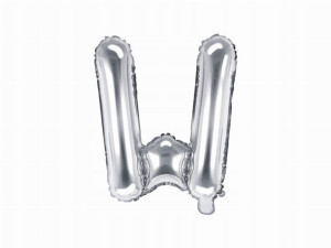 Balon foliowy Litera "W", 35cm, srebrny