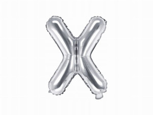 Balon foliowy Litera "X", 35cm, srebrny