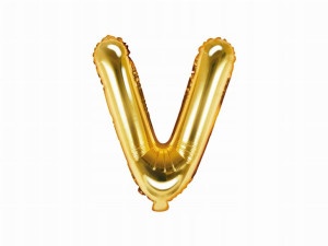 Balon foliowy Litera "V", 35cm, złoty