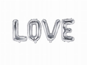 Balon foliowy Love, 140x35cm, srebrny - Hit !