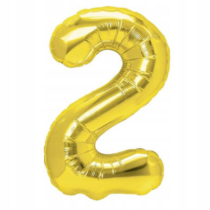BALON foliowy ZŁOTY urodziny cyfra nr 2 100cm XXL