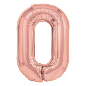 BALON foliowy RÓŻOWE ZŁOTO cyfra nr 0 100cm XXL