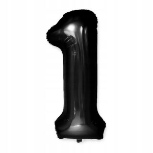 BALON foliowy CZARNY urodziny cyfra nr 1 100cm XXL
