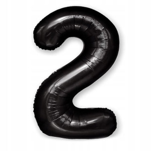 BALON foliowy CZARNY urodziny cyfra nr 2 100cm XXL