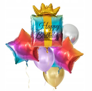 BUKIET zestaw BALONÓW urodzinowe Happy Bday 6szt