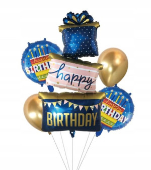 BUKIET zestaw BALONÓW urodzinowe Happy Bday 5szt