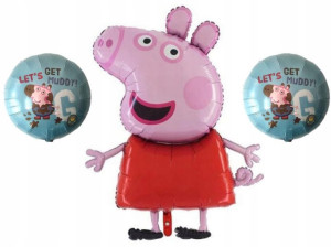 ZESTAW balonów ŚWINKA PEPPA na URODZINY 80cm XL