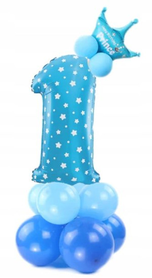 ZESTAW balonów NIEBIESKI URODZINY numer CYFRA 1 XL