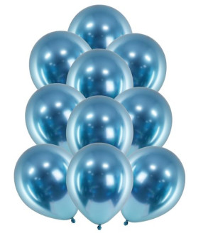 ZESTAW balonów na URODZINY chrom NIEBIESKIE 10 szt