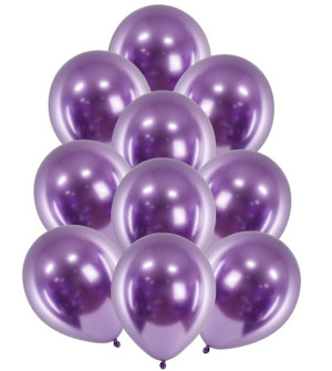 ZESTAW balonów na URODZINY chrom FIOLETOWE 10 szt