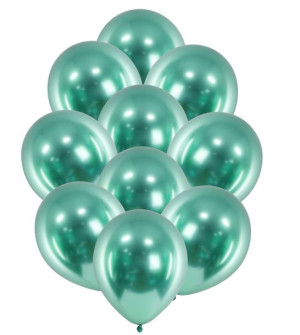ZESTAW balonów na URODZINY chrom ZIELONE 10 szt