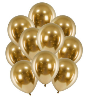ZESTAW balonów na URODZINY chrom ZŁOTE 10 szt