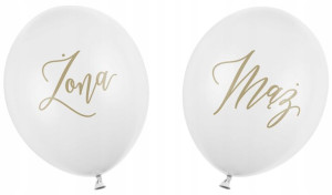 BALONY z nadrukiem napis 30cm ŻONA MĄŻ białe 2 SZT