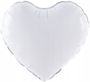 BALON foliowy SERCE białe BIAŁY 18" 45cm