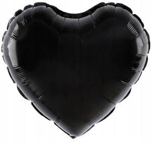 BALON foliowy SERCE czarny CZARNE 18'' 45cm