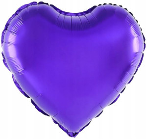 BALON foliowy SERCE satynowe FIOLETOWE 18'' 45cm