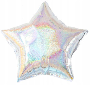 BALON foliowy GWIAZDKA holo SREBRNA 18" 45cm