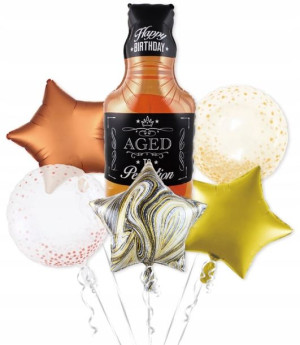 ZESTAW BALONÓW URODZINY balony WHISKY butelka 6szt