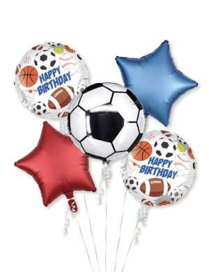 ZESTAW BALONÓW na URODZINY balony PIŁKA NOŻNA 5szt