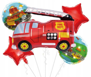 ZESTAW BALONÓW URODZINY balony WÓZ STRAŻACKI 5szt