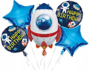 ZESTAW BALONÓW na URODZINY balony RAKIETA 5szt