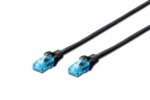 Patch cord U/UTP kat.5e PVC 0,5m Czarny