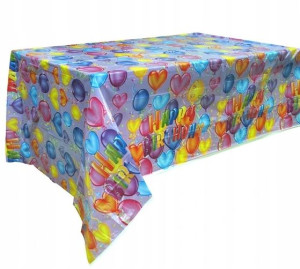 OBRUS na URODZINY cerata W BALONIKI 140x180cm