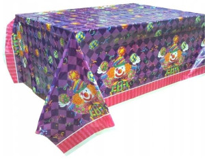 OBRUS na URODZINY cerata W PAJACYKI 140x180cm