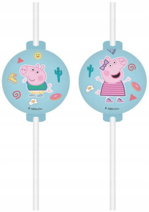 Słomki Urodzinowe Eko Świnka Peppa 4 Szt