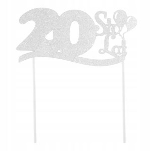 TOPPER brokatowy na tort URODZINY '20 STO LAT'