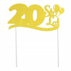 TOPPER brokatowy na tort URODZINY '20 STO LAT'