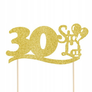 TOPPER brokatowy na tort URODZINY '30 STO LAT'