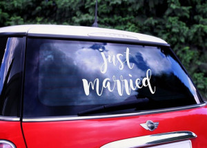 NAKLEJKI NA auto SAMOCHÓD Just married ŚLUB wesele