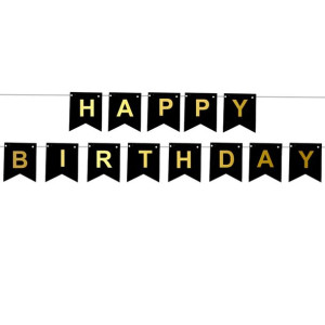 Baner Urodzinowy Czarny Na Urodziny 'happy Bday'