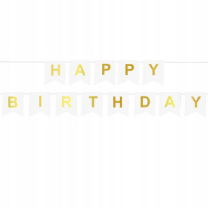 Baner Urodzinowy Biały Na Urodziny 'happy Bday'