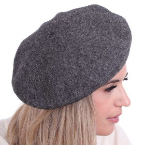 Beret damski w stylu francuskim ciemny szary