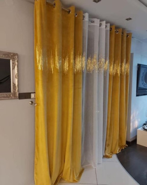 Zasłony Welurowe Ecg Welur Załona 140x250 Musztarda