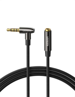 Kątowy Kabel Mini Jack 3.5Mm Aux Ugreen Av188, 2M (Czarny)
