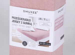 Prześcieradło jersey z gumką różowe Smuke 160x200
