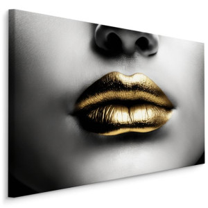 Obraz Na Płótnie Canvas ZŁOTE Usta Abstrakcja Dekor Efekt 3D 100cm x 70cm