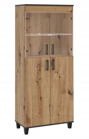 Witryna wysoka stojąca do salonu 80 cm Dąb Artisan