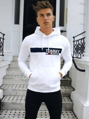 Bluza Kangurka Tommy Hilfiger Biała ocieplana męska Dla Chłopaka XL