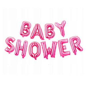 Balony dekoracja napis baby shower różowy 40 cm