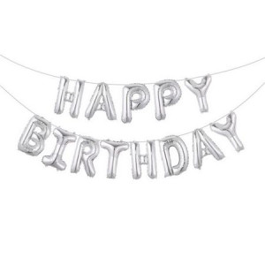 Balony urodzinowe Happy Birthday srebrny 43 cm