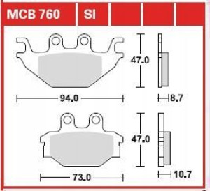 Klocki hamulcowe MCB760 LUCAS organic, 47x94x8,7mm