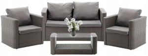 Meble ogrodowe rattanowe sofa + 2 fotele + stolik zestaw mebli ogrodowych