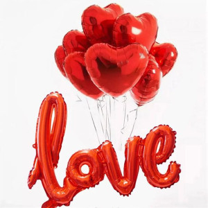 Balony Zestaw Na Walentynki Love Serce 9szt