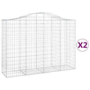 Kosze gabionowe, 2 szt, 200x50x140/160 cm, galwanizowane żelazo