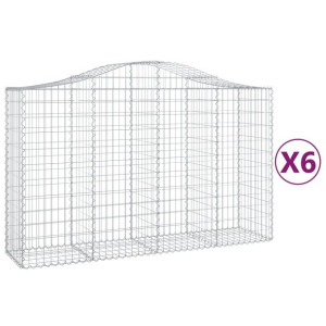 Kosze gabionowe, 6 szt, 200x50x120/140 cm, galwanizowane żelazo