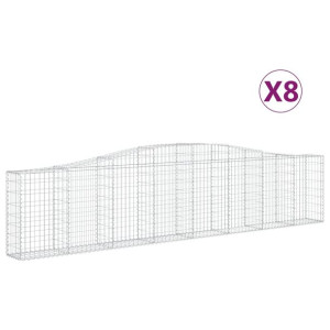 Kosze gabionowe, 8 szt, 400x30x80/100 cm, galwanizowane żelazo